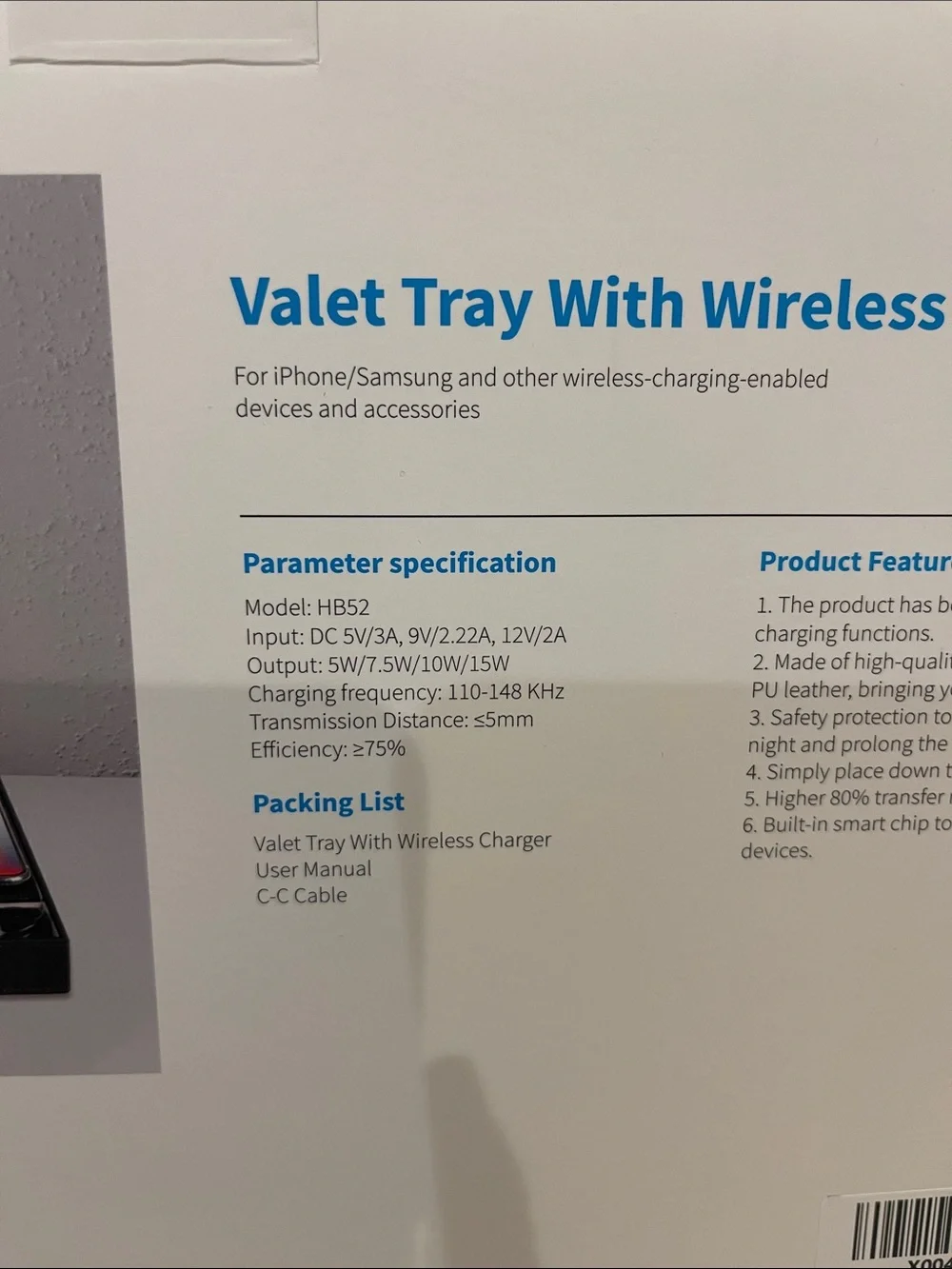 Valet Tray with Wireless Charger - Black and Gray